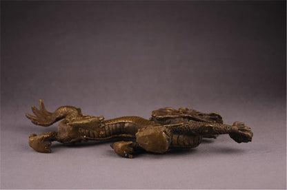 Antique Bronze Dragon Sculpture: Handmade Chinese Decor (315mm)