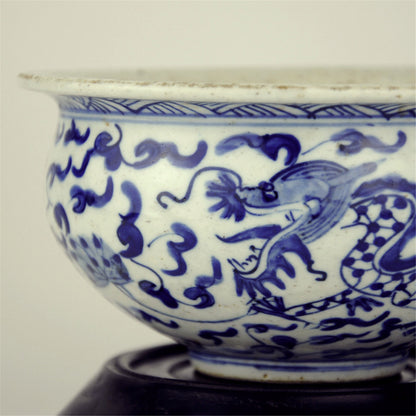 Antique Asian Blue and White Porcelain Basin