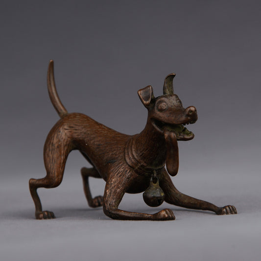 Antique - Asian Vintage Bronze Male Dog - Decorative Statue,