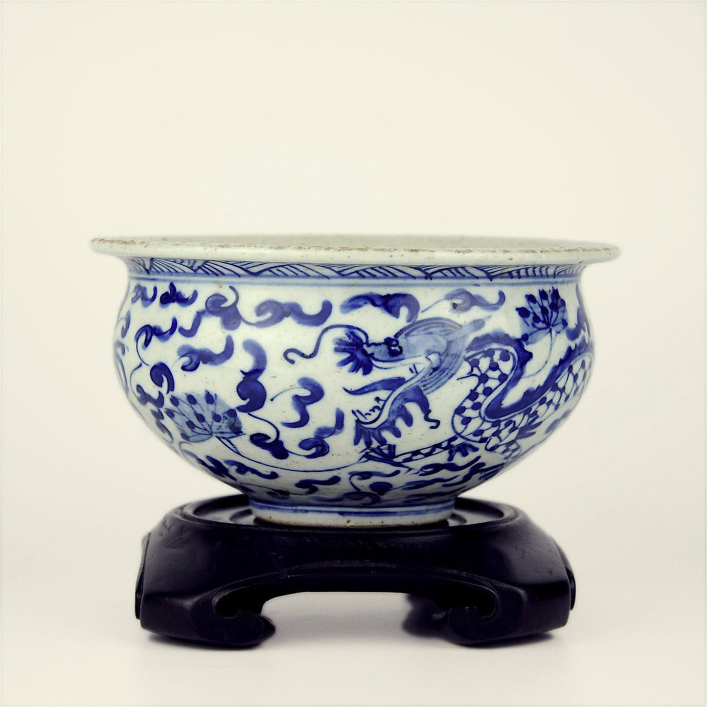 Antique Asian Blue and White Porcelain Basin