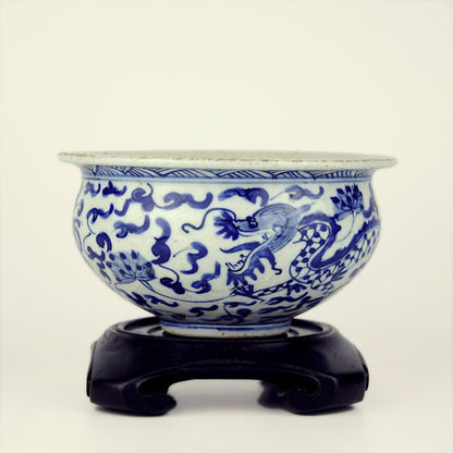 Antique Asian Blue and White Porcelain Basin