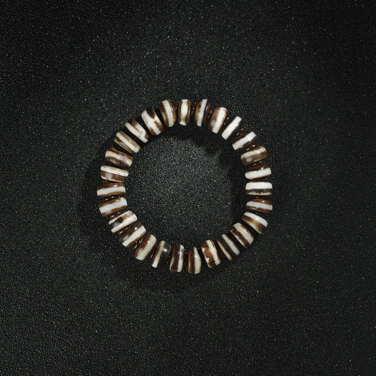 Antique Agate Dzi Bead Bracelet: Tibetan Amulet Rosary