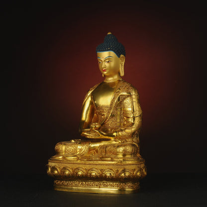 Amitabha Buddha Statue: Tibetan Bronze Sculpture, Home Decor (19cm x13cm x29cm)