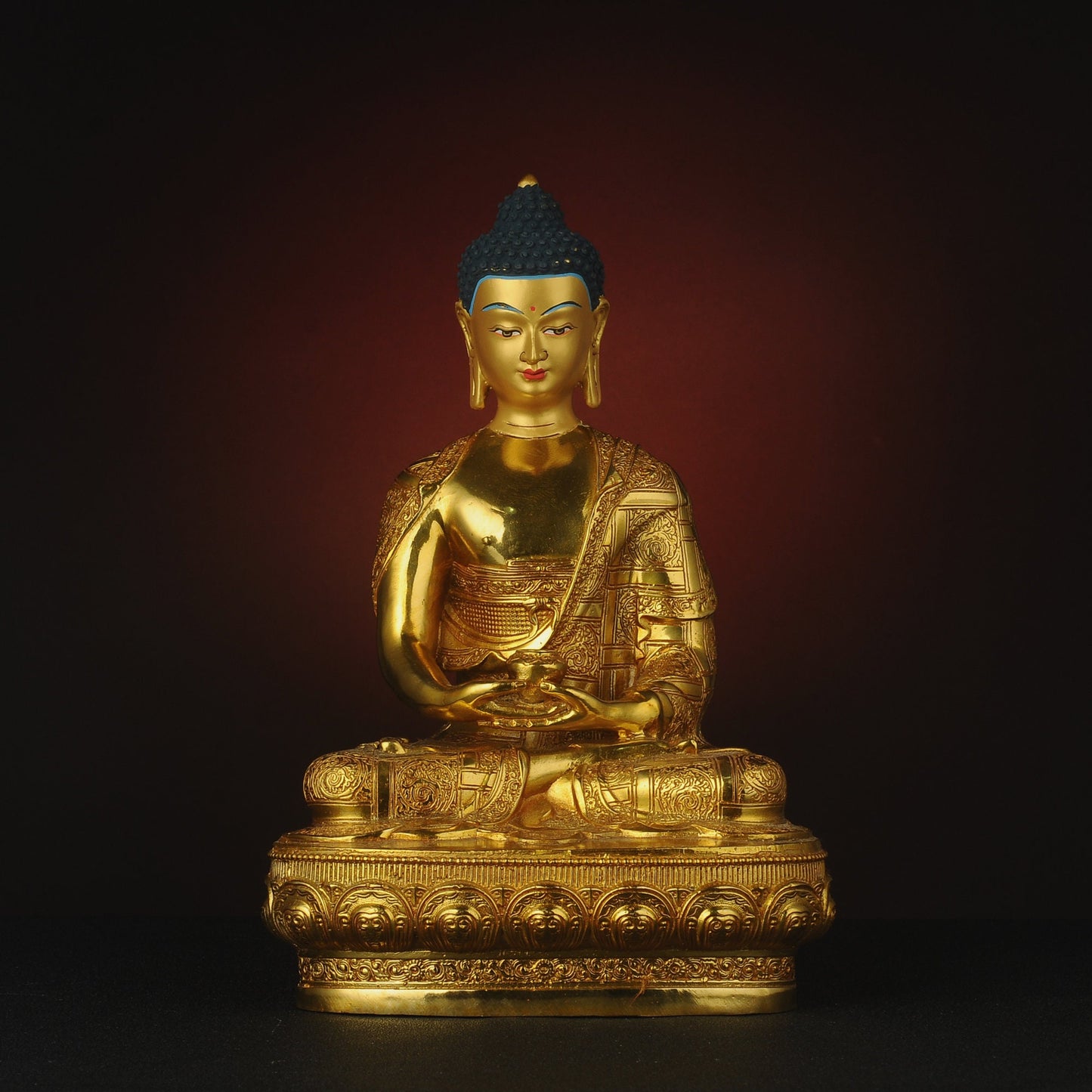 Amitabha Buddha Statue: Tibetan Bronze Sculpture, Home Decor (19cm x13cm x29cm)