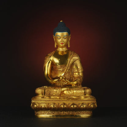 Amitabha Buddha Statue: Tibetan Bronze Sculpture, Home Decor (19cm x13cm x29cm)