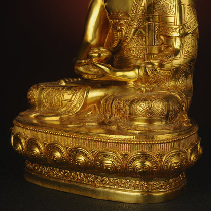 Amitabha Buddha Statue: Tibetan Bronze Sculpture, Home Decor (19cm x13cm x29cm)