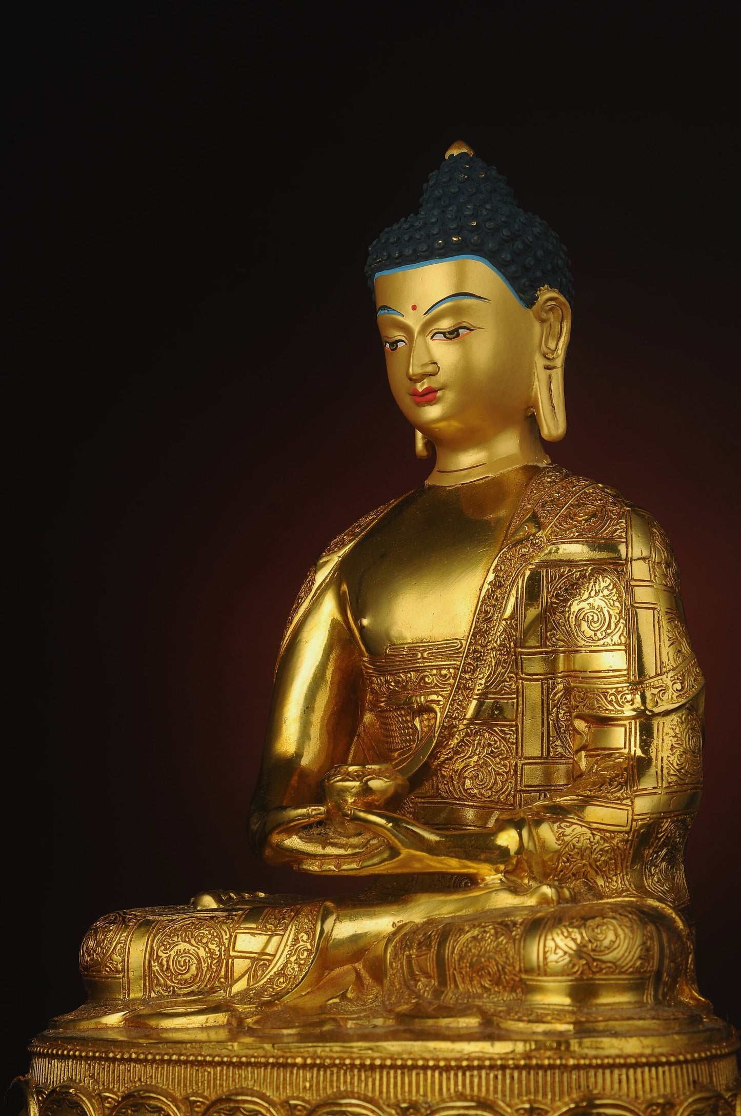 Amitabha Buddha Statue: Tibetan Bronze Sculpture, Home Decor (19cm x13cm x29cm)