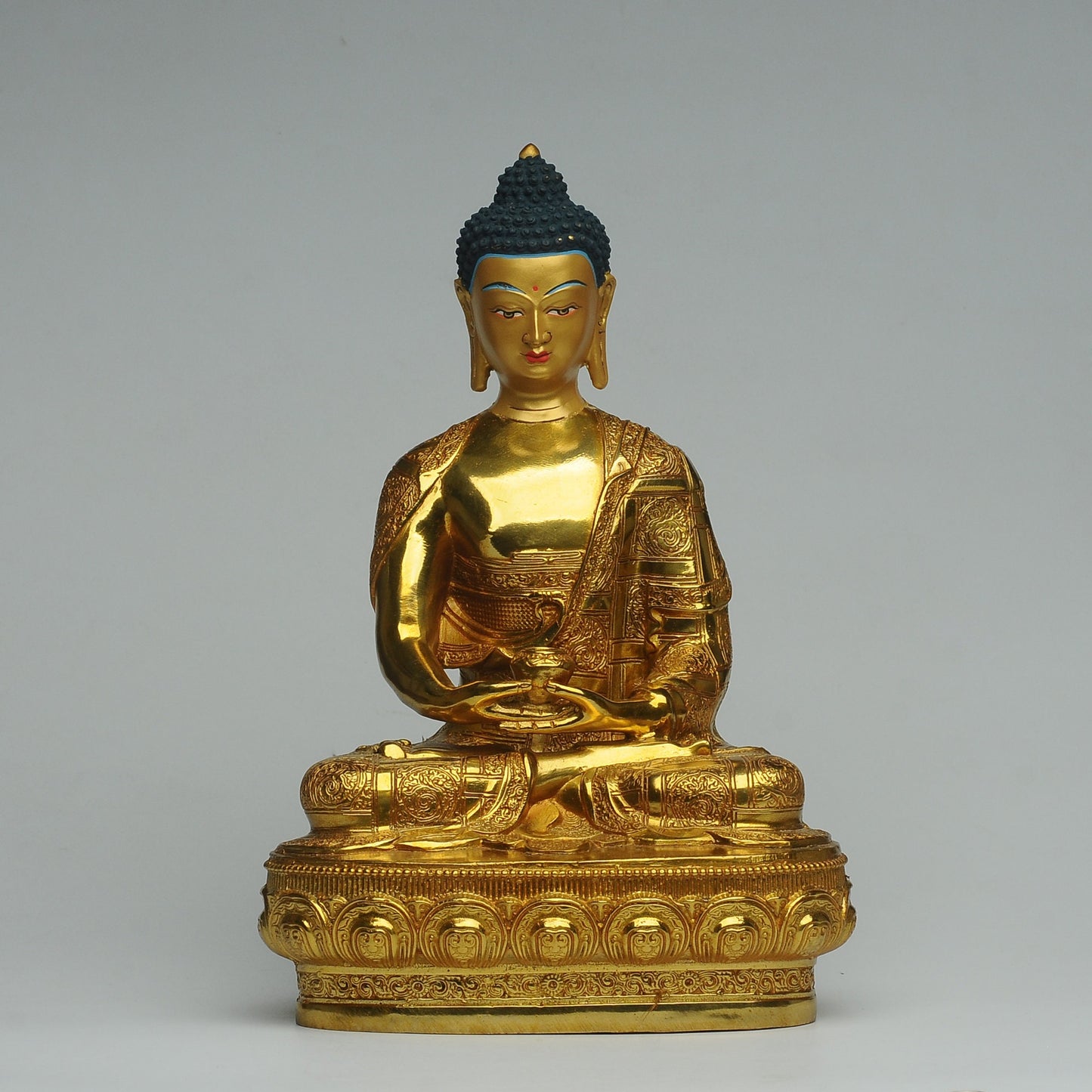 Amitabha Buddha Statue: Tibetan Bronze Sculpture, Home Decor (19cm x13cm x29cm)