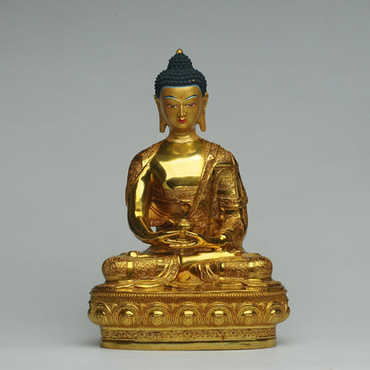 Amitabha Buddha Statue: Tibetan Bronze Sculpture, Home Decor (19cm x13cm x29cm)