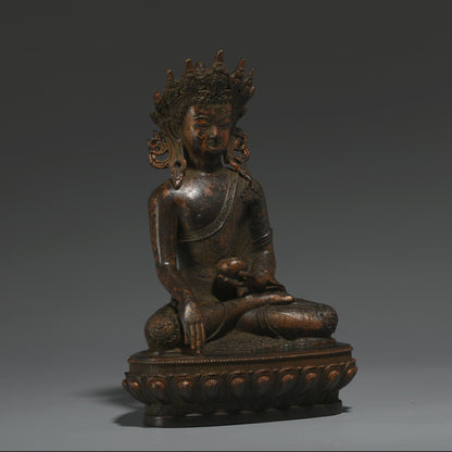 Antique Bronze Buddha Statue: Tibetan-Nepalese Prayer Ritual Decor