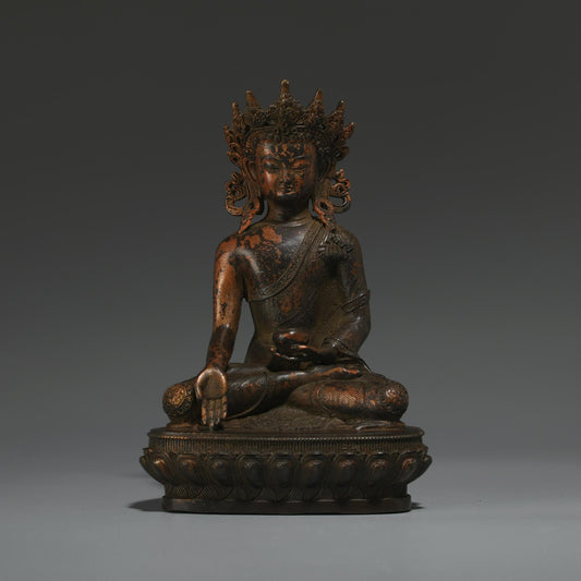 Antique Bronze Buddha Statue: Tibetan Prayer Ritual Decor