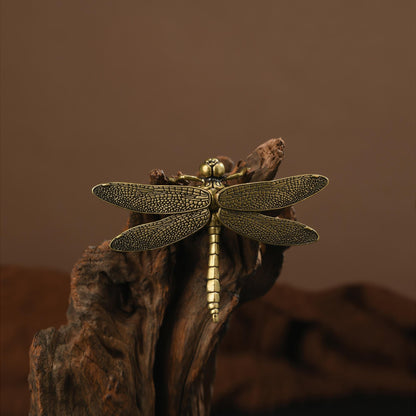Antique Bronze Dragonfly Sculpture: Handmade Insect Art