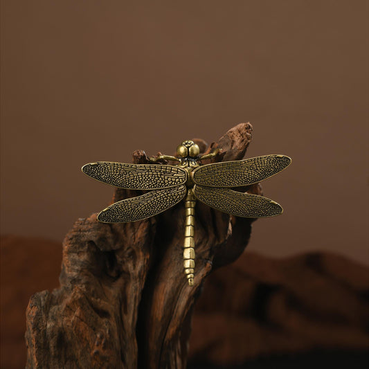 Antique Bronze Dragonfly Sculpture: Handmade Insect Art