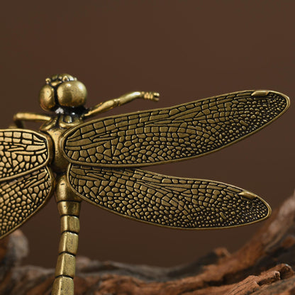 Antique Bronze Dragonfly Sculpture: Handmade Insect Art