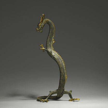 Antique Bronze Dragon Sculpture: Chinese Animal Art (41X21X13cm)