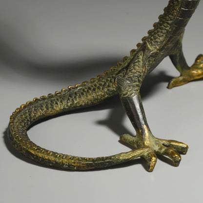 Antique Bronze Dragon Sculpture: Chinese Animal Art (41X21X13cm)