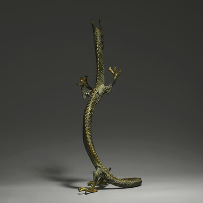 Antique Bronze Dragon Sculpture: Chinese Animal Art (41X21X13cm)
