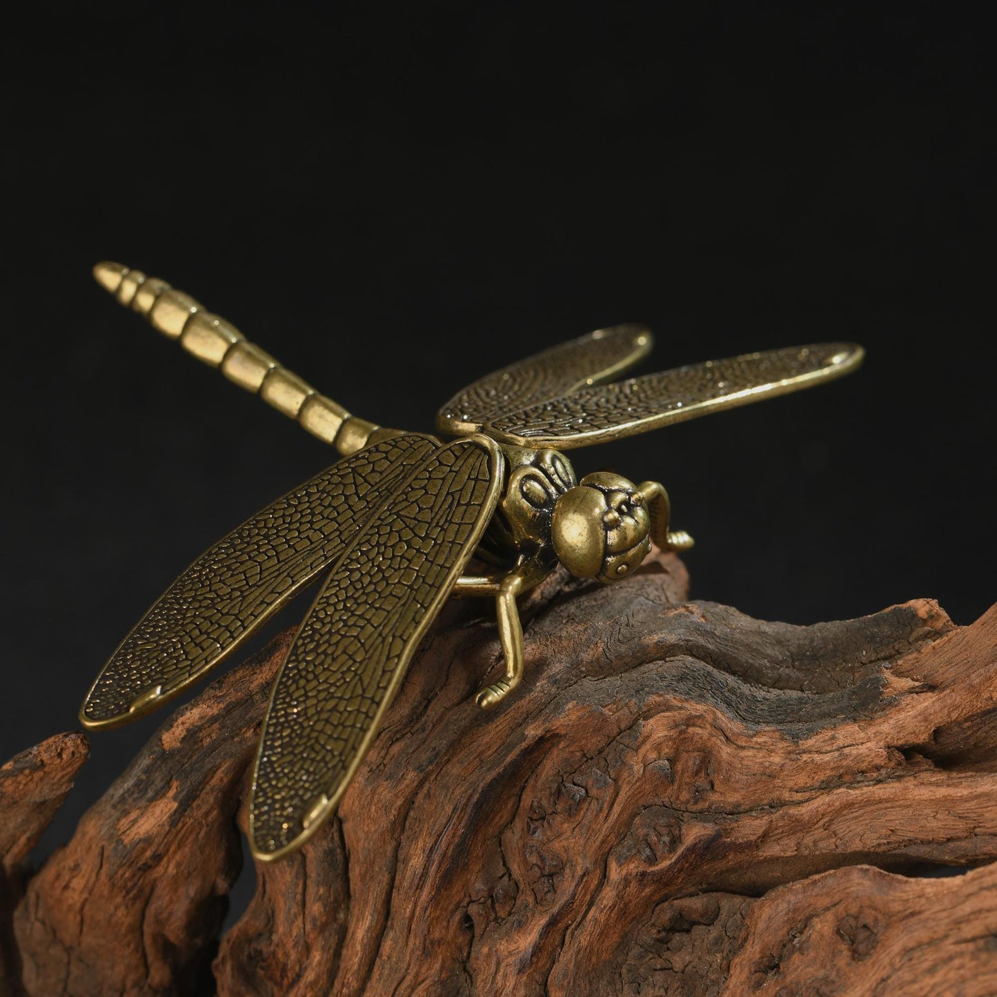 Antique Bronze Dragonfly Sculpture: Handmade Insect Art