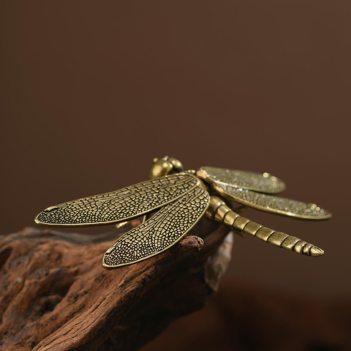 Antique Bronze Dragonfly Sculpture: Handmade Insect Art