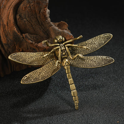 Antique Bronze Dragonfly Sculpture: Handmade Insect Art