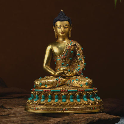 Amitabha Buddha Statue: Tibetan Bronze Sculpture, Home Decor (17cm)