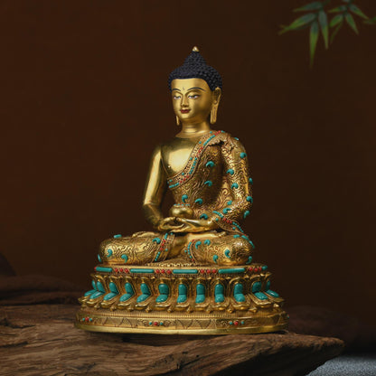 Amitabha Buddha Statue: Tibetan Bronze Sculpture, Home Decor (17cm)