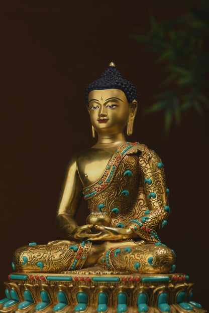Amitabha Buddha Statue: Tibetan Bronze Sculpture, Home Decor (17cm)