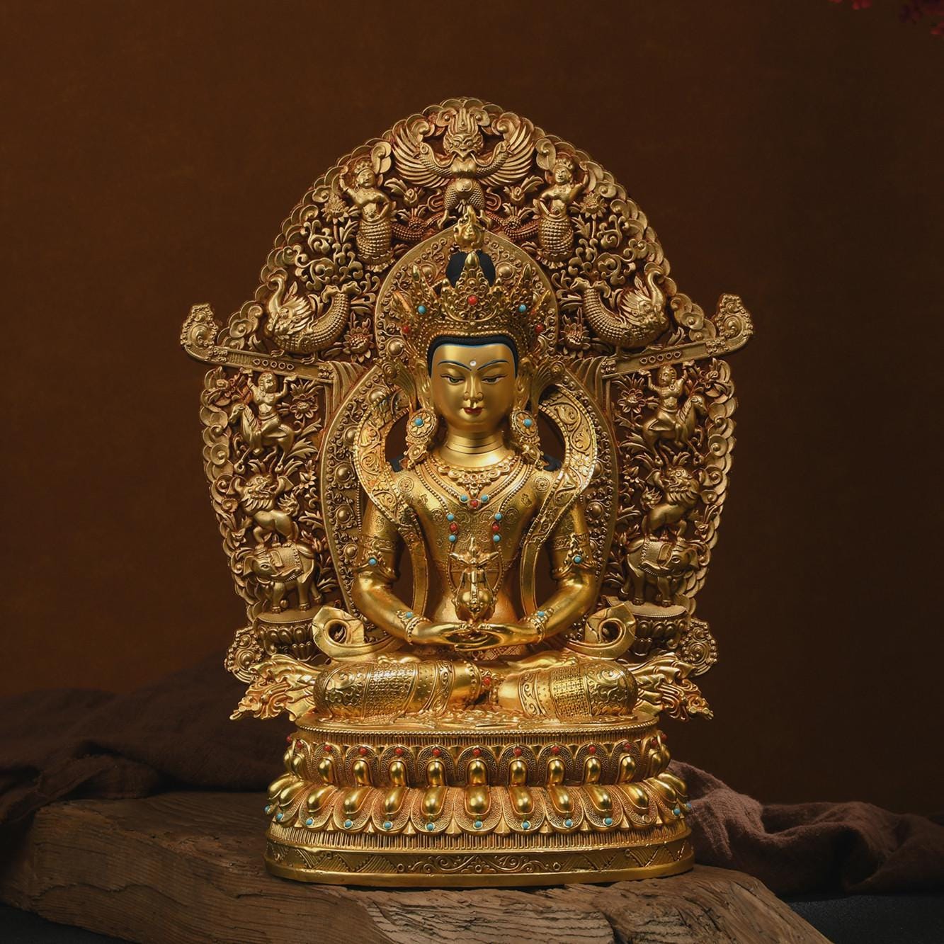 Amitayus，Buddha of Longevity， Exquisite (Longevity Buddha) Buddha Statue, Bronze Buddha Statue Blessing, Ceremony, Unique Gift