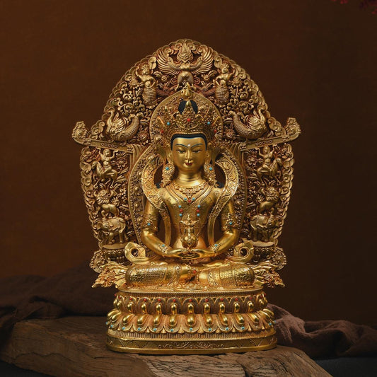 Amitayus，Buddha of Longevity， Exquisite (Longevity Buddha) Buddha Statue, Bronze Buddha Statue Blessing, Ceremony, Unique Gift