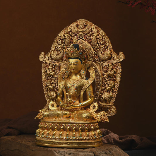 Amitayus，Buddha of Longevity， Exquisite (Longevity Buddha) Buddha Statue, Bronze Buddha Statue Blessing, Ceremony, Unique Gift